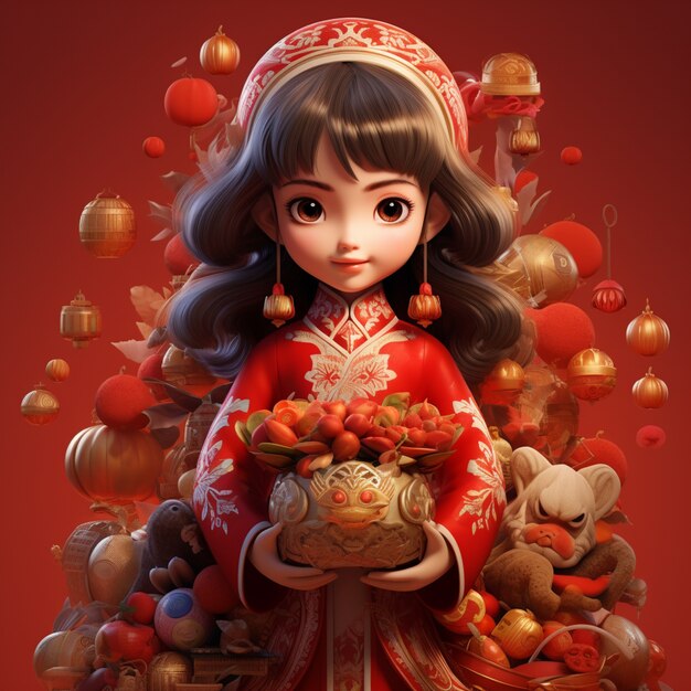 Женщина празднует китайский Новый год