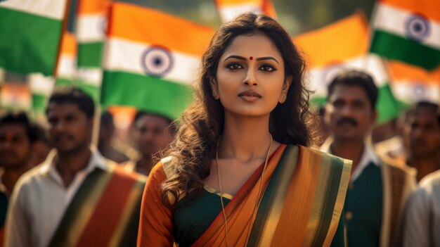 インドの共和国の日を祝う女性