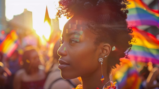 Woman celebrating pride day