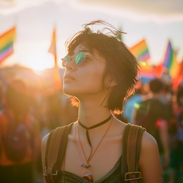 Foto gratuita donna che celebra il giorno dell'orgoglio