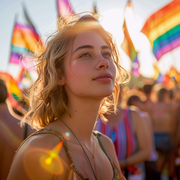 Woman celebrating pride day