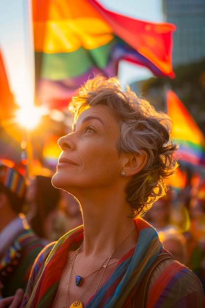 Foto gratuita donna che celebra il giorno dell'orgoglio