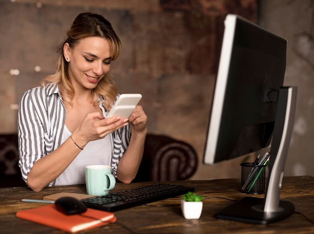 Woman checking mobile