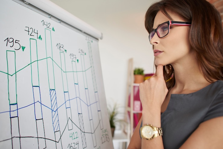 Free Photo woman checking recent company results
