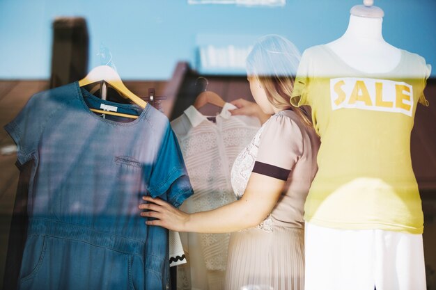 Woman choosing dress