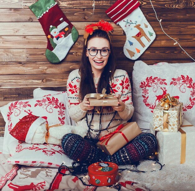 woman christmas portrait