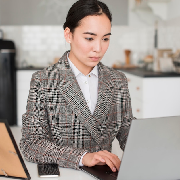 Woman concentrated on work