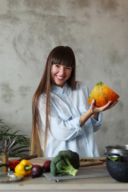 Woman cooking at the kitchen