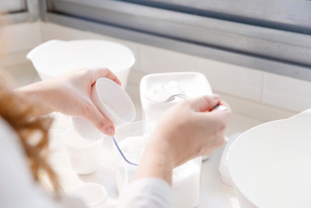 Woman cooking in kitchen