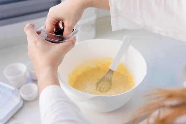 Woman cooking in kitchen