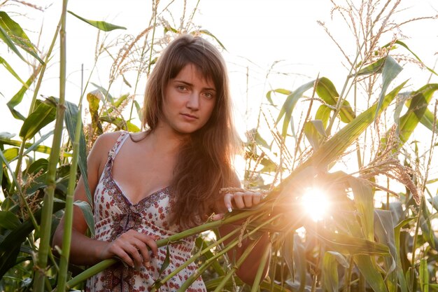 woman in corn plant