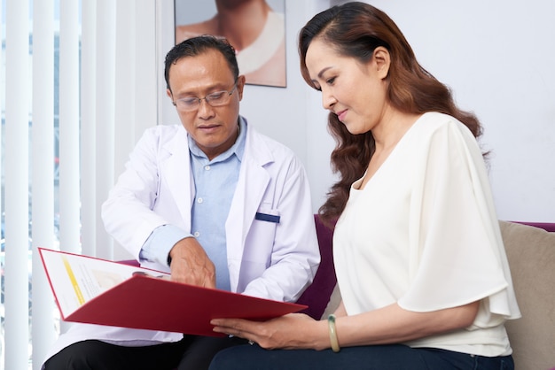 Woman at cosmetic surgery clinic