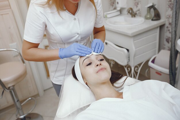 Woman in cosmetology studio on a procedures