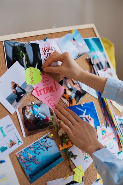 Woman creating their own vision board