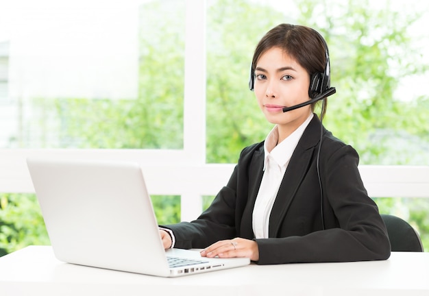 Woman customer call service