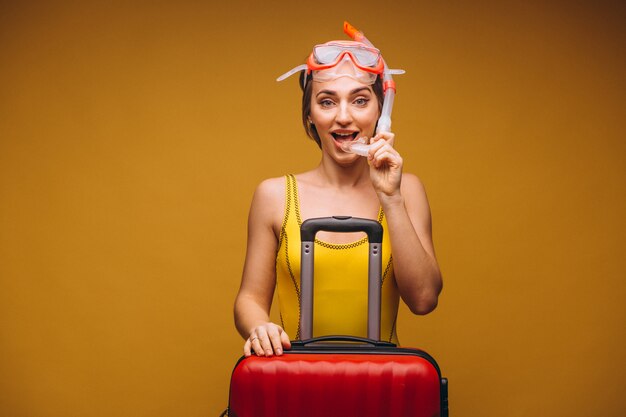 Woman in a diving mask isolated