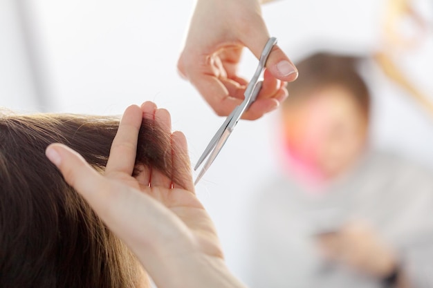 Woman does a haircut