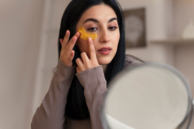 Woman doing ethnic beauty routine