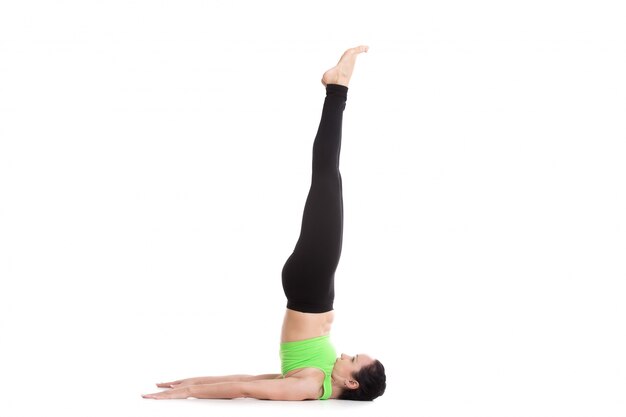 Woman doing a handstand resting on his neck