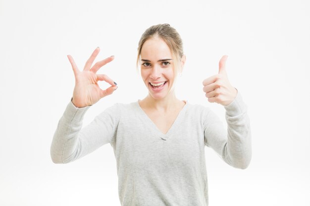 Woman doing okay gesture