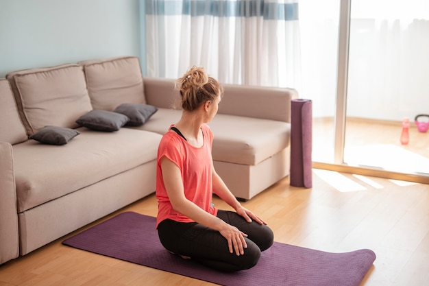 Woman doing sport at home