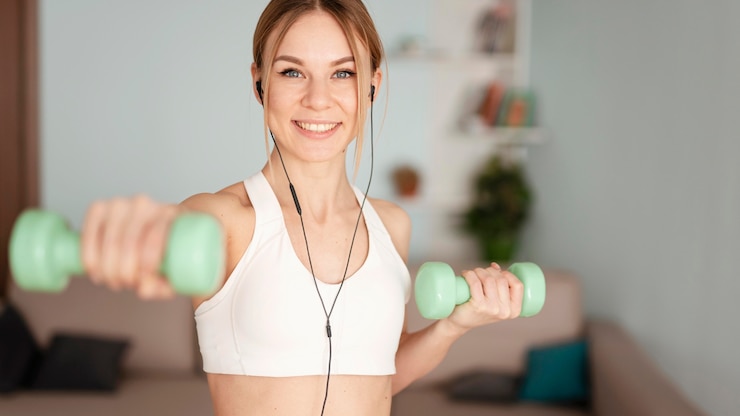 Free Photo woman doing sport at home