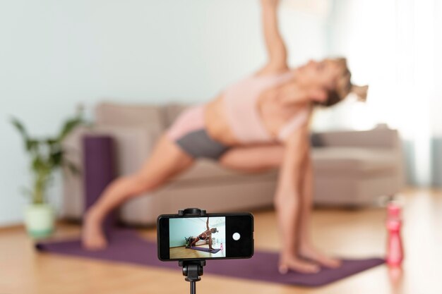 Woman doing sport at home