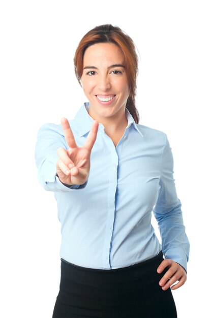 Woman doing the victory gesture