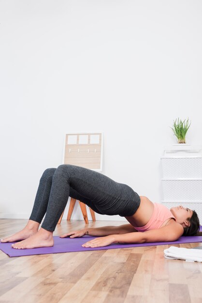 Woman doing yoga exercise