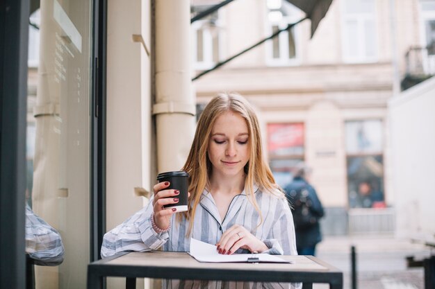 Woman drinking coffee