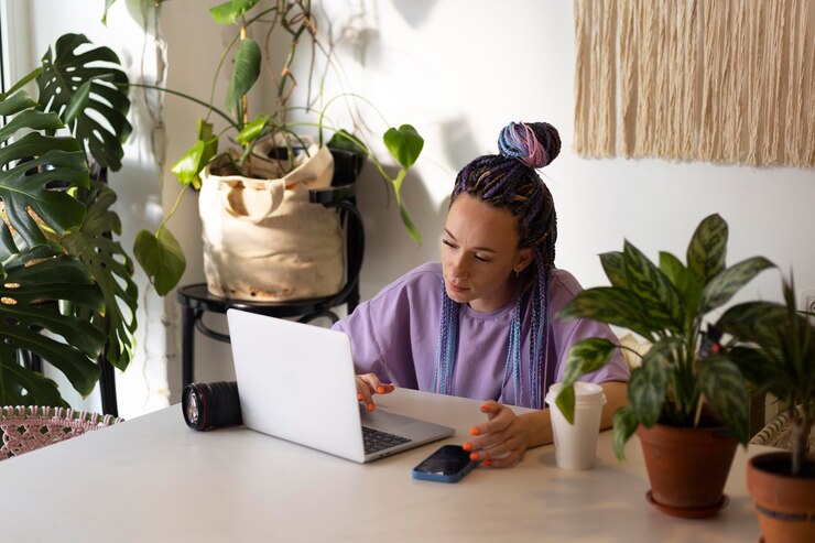 Free Photo woman editing her product photos