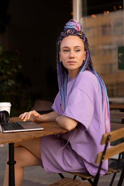 Woman editing her product photos