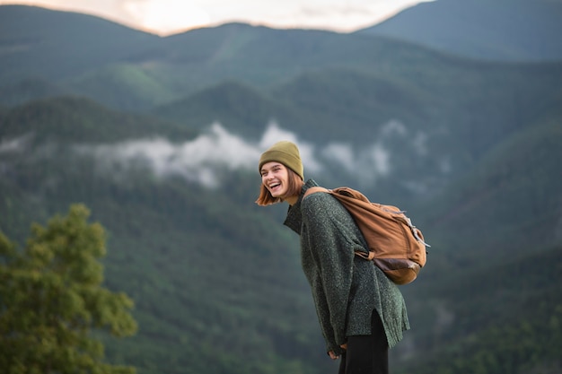 Woman enjoying the beautiful rural surroundings