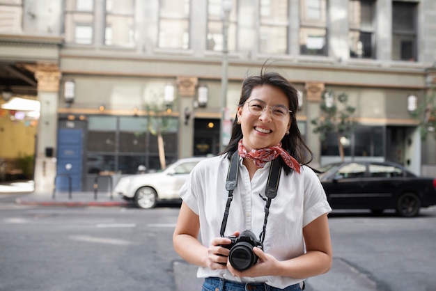 Free photo woman enjoying her exterior hobbies