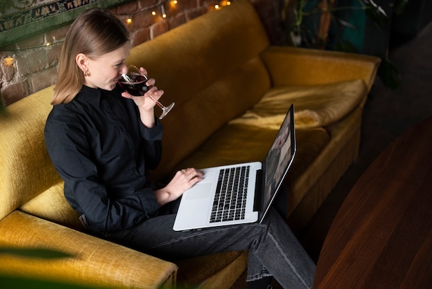 Woman enjoying her virtual date