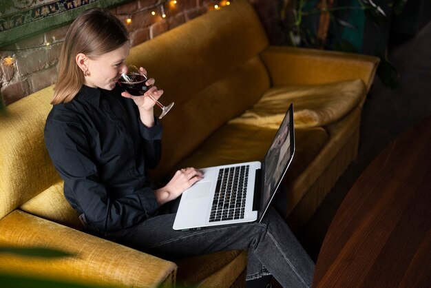 Woman enjoying her virtual date