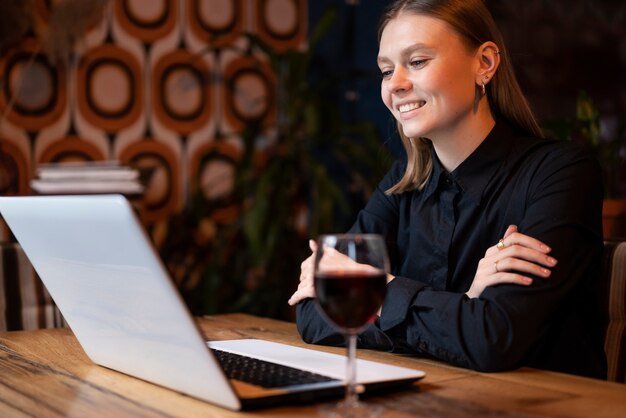 Woman enjoying her virtual date