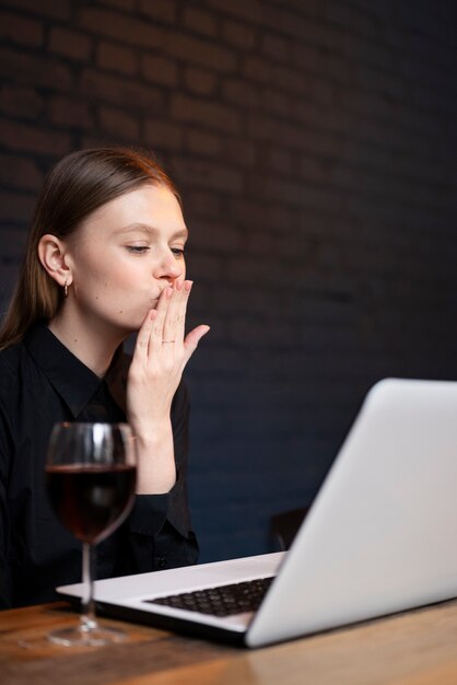 Woman enjoying her virtual date