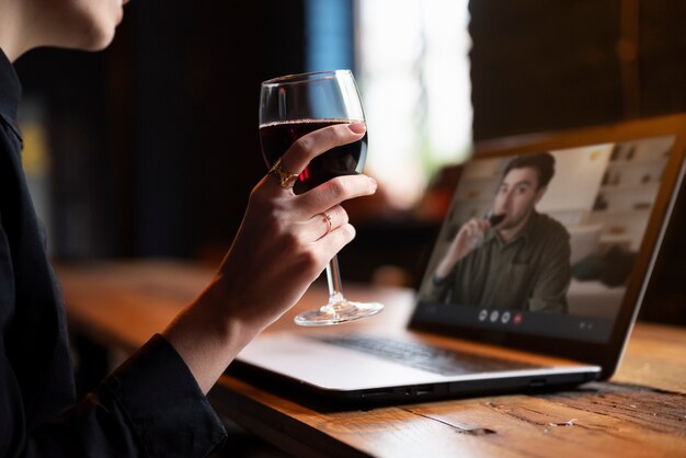 Woman enjoying her virtual date