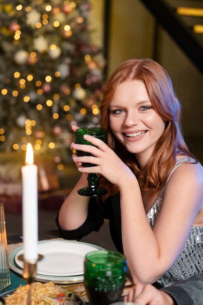 Woman enjoying a new year party