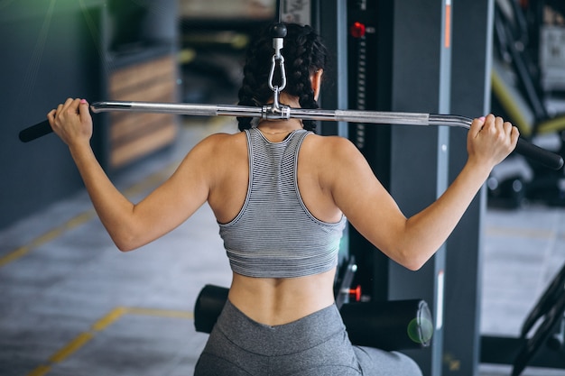 Woman exercising at the gym by herself