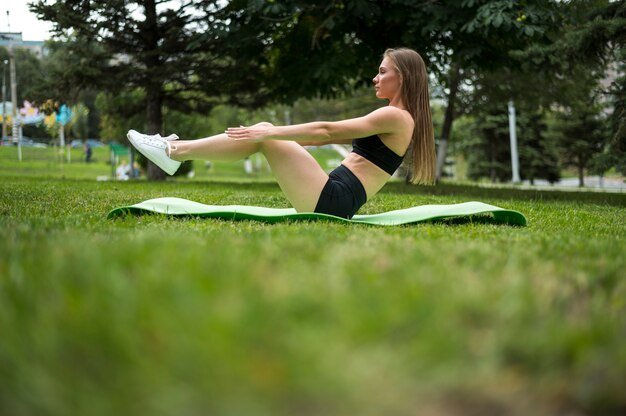 Woman exercising low angle shot