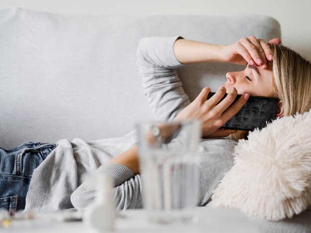 Woman experiencing headache