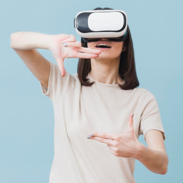 Woman experiencing virtual reality