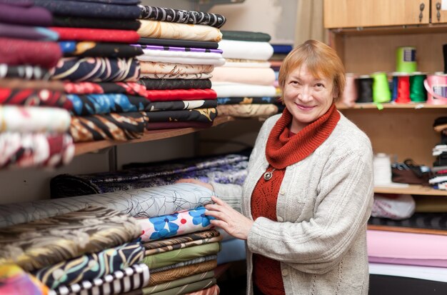 woman at fabric store