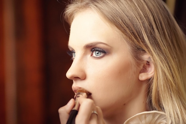 Woman face with make up. close-up portrait