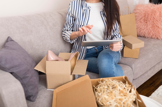 Woman getting ready to buy new stuff during cyber monday event