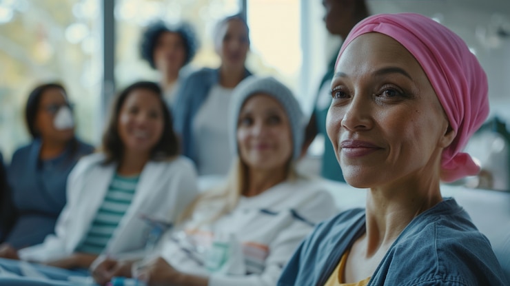 Free Photo woman getting support for breast cancer