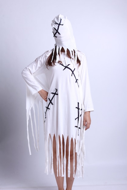 Free photo woman in a ghost costume