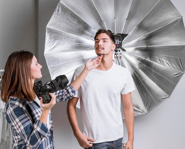 Woman giving advice on how to pose